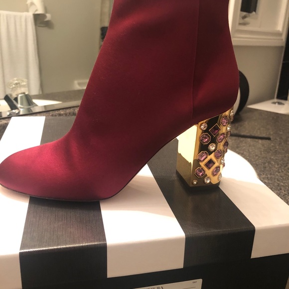 BRAND NEW $1675 Aquazurra Satin Heeled Boots - Picture 3 of 8